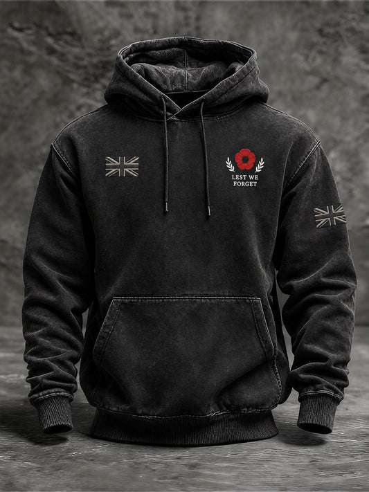 Men's Lest We Forget Print Oversized Drop-Shoulder Hoodie With Pockets