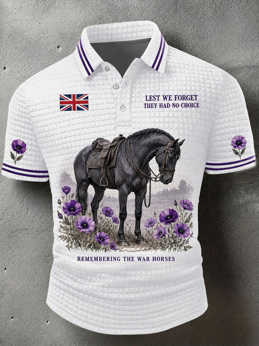 Men's Lest We Forget The Animals Too Print Waffle Shirt