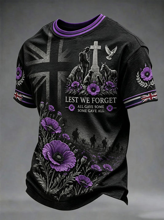 Men's Lest We Forget All The Animals Print Short Sleeves T-shirt