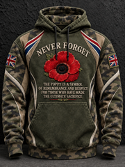 Men's Remembrance Day Lest We Forget Oversized Hoodie