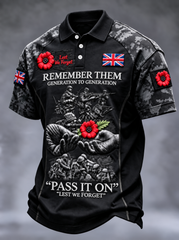 Men's Remembrance Day Lest We Forget polo shirt