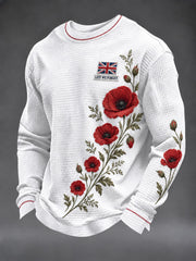 Men's Lest We Forget Printed Waffle Long Sleeve T-Shirt