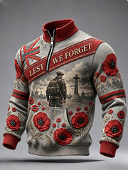 Men's Remembrance Day Lest We Forget  Zip-Up Hoodie