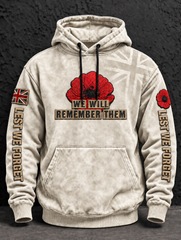 Men's Remembrance Day Lest We Forget Oversized  Hoodie