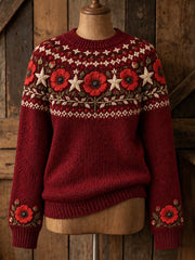 Women's  Remembrance Day Floral Crew Neck Sweater