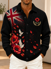 Men's Remembrance Day Vintage British Welsh Patterned Imitation Sweater