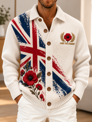 Men's Remembrance Day Vintage British Welsh Patterned Imitation Sweater