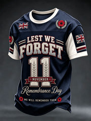 Men's Lest We Forget Print Short Sleeves T-shirt