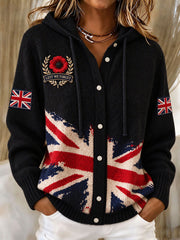 Women's Lest We Forget Print Knitted Coat
