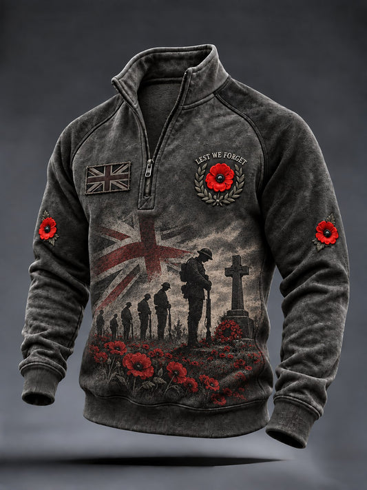 Men's Remembrance Day Lest We Forget Printed Sweatshirt