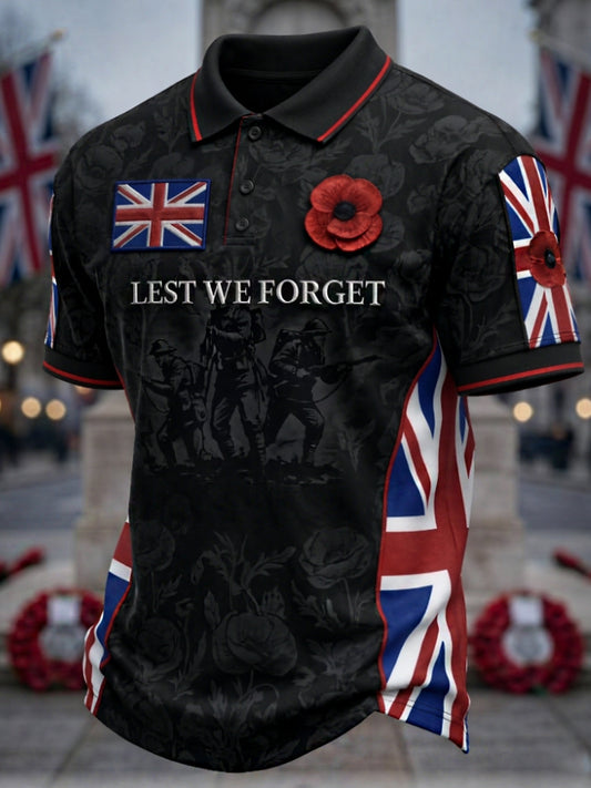 Men's Remembrance Day Lest We Forget polo shirt