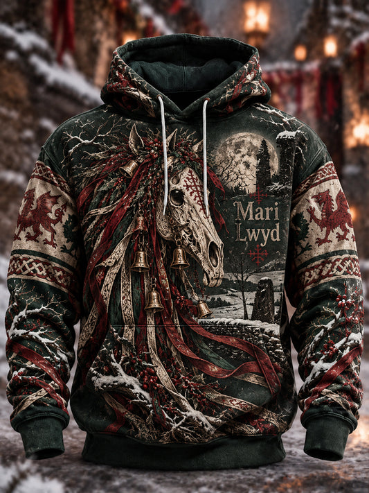 Men's Welsh Dragon Oversized Drop-Shoulder Hoodie with Pockets