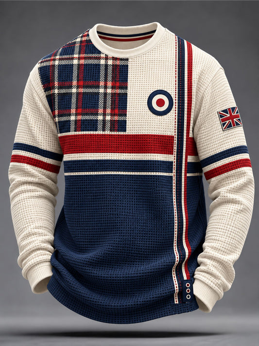 Men's UK Music Lover Mods Art Printed Waffle Sweatshirt