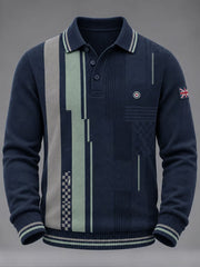 Men's UK Music Lover Mods Art Printed long sleeve polo