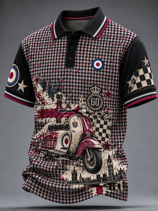 Men's UK Music Lover Mods Art Printed polo shirt