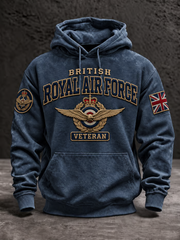 Men's British Veteran Printed Hoodie with Pockets