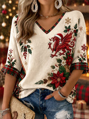 Women's Welsh Christmas Print Top