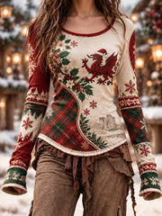 Women's Welsh Christmas Print Top